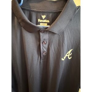 Fanatics Atlanta Braves MLB Polo Shirt Mens 3XL Navy Blue Gold Logo Performance